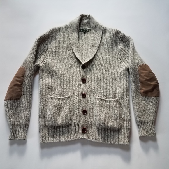 Orvis Wool Knit Cardigan Shawl Collar 
